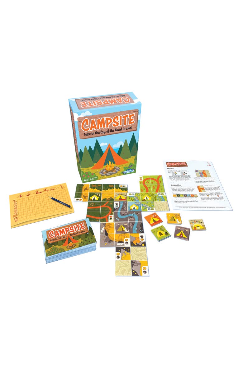 Outset Campsite Simple Strategy Tile Laying Board Game, Alternate, color, Multicolored