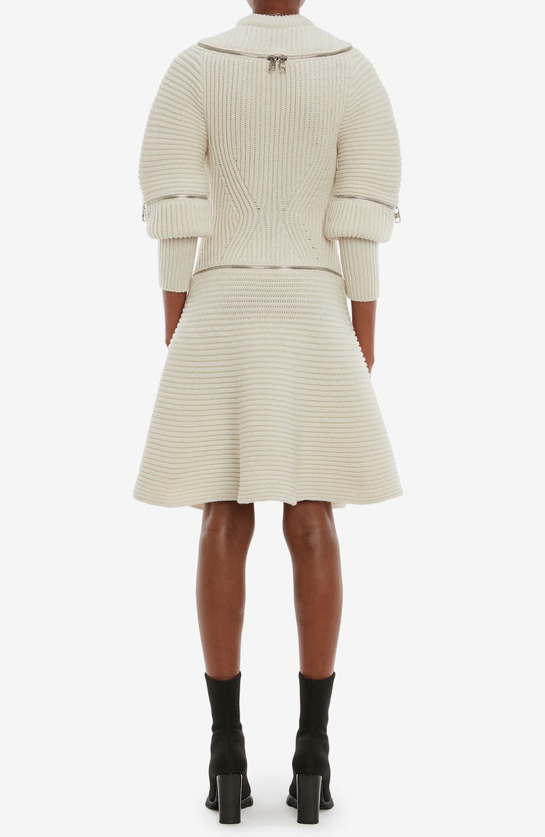 McQueen Alexander McQueen Rib Zip Wool & Cashmere Sweater Dress, Alternate, color, 