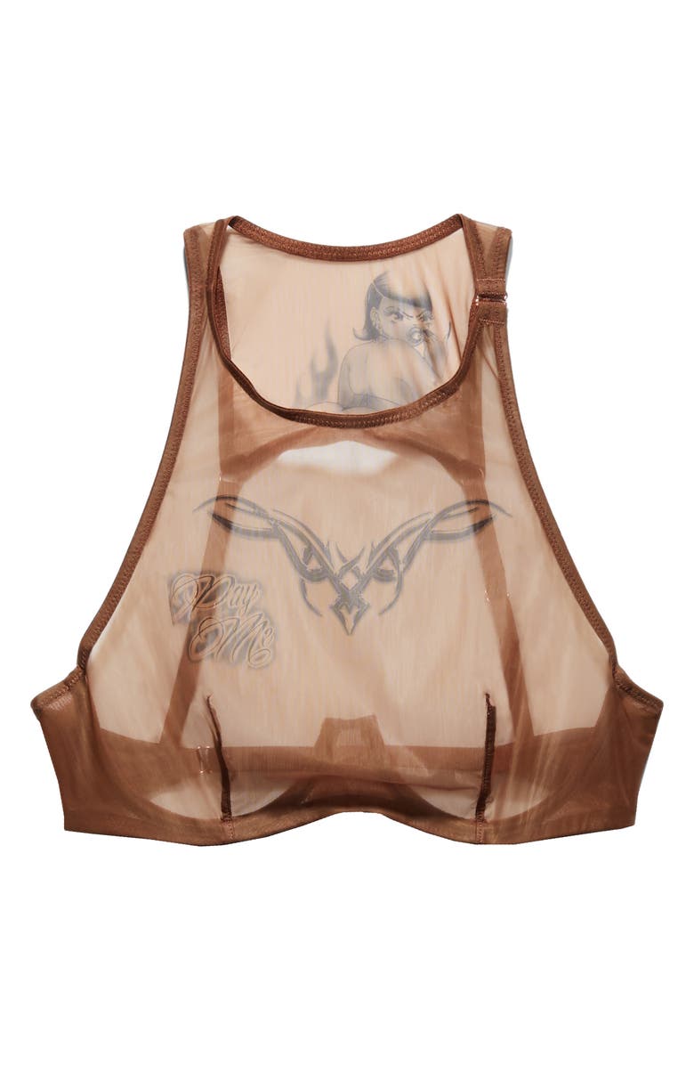 SAVAGE X FENTY x Manuela Soto Sosa Tattooed Tricot High Neck Bra, Main, color, 