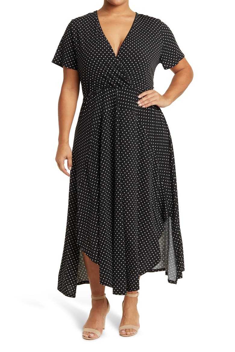 Colette Printed Maxi Dress, Main, color, BLACK/ WHITE MICRO DOT