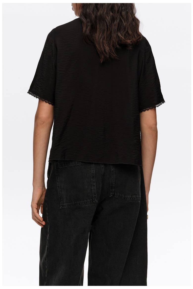 Lace-up Shirt With Lace, Alternate, color, BLACK