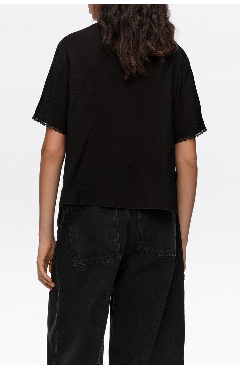 Bimba y Lola Lace-up Shirt With Lace, Alternate, color, Black