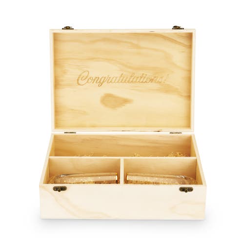Twine Celebrate Wood Champagne Box And Flutes Set In Brown