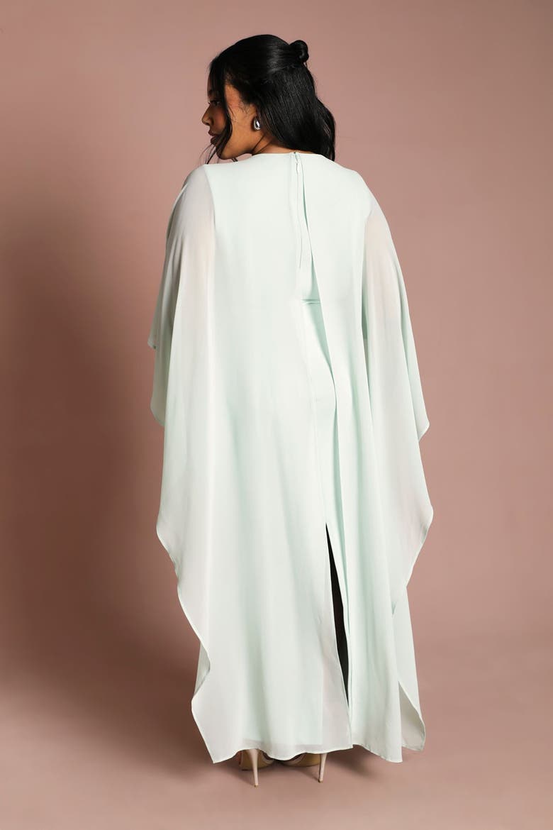 Plus Chiffon Cape Maxi Dress, Alternate, color, Mint