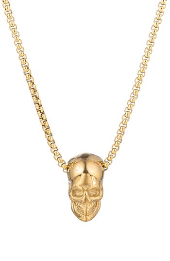 Eye Candy Los Angeles Skull Head Necklace In Gold