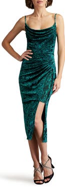 SHO by Tadashi Shoji Snakeskin Print Ruched Midi Cocktail Dress