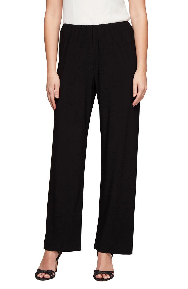 Alex Evenings Matte Jersey Straight Leg Pants, Main, color, Black