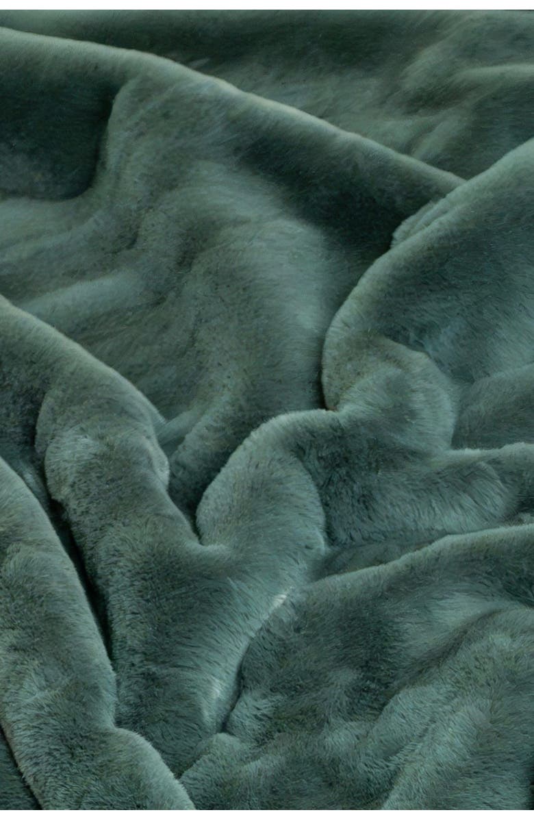 Sea To Me Blankets Santa Cruz Solace Faux Fur Throw Blanket, Alternate, color, Forest Green