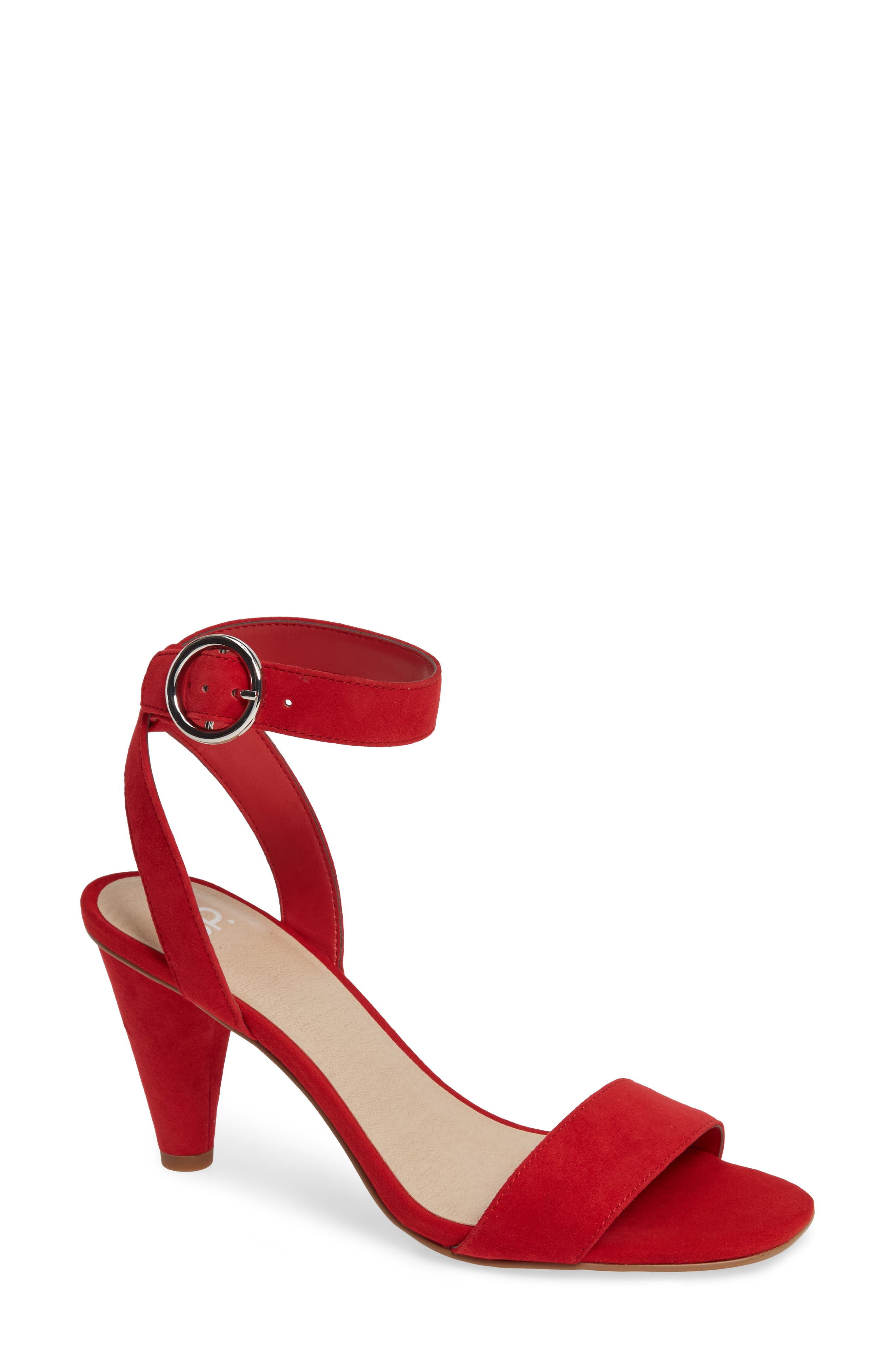 BP. Cleo Cone Heel Sandal, Main, color, Red Suede