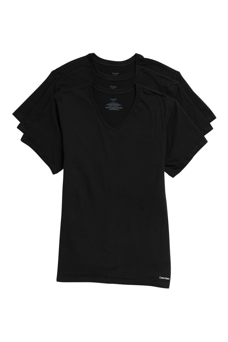 3-Pack Cotton V-Neck T-Shirt, Main, color, 001 BLACK