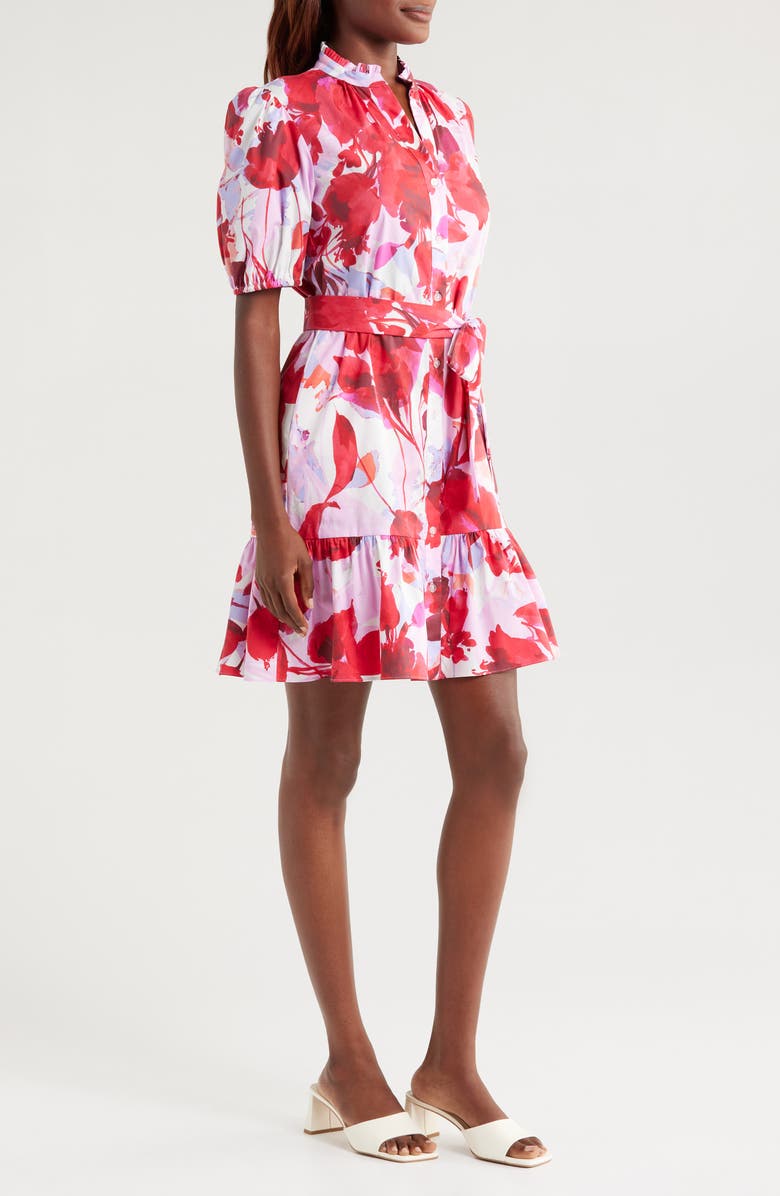 Julia Jordan Floral Puff Sleeve Shirtdress, Alternate, color,