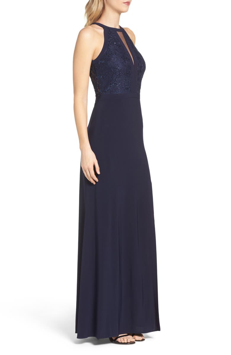 Morgan & Co. Lace & Jersey A-Line Gown, Alternate, color, 