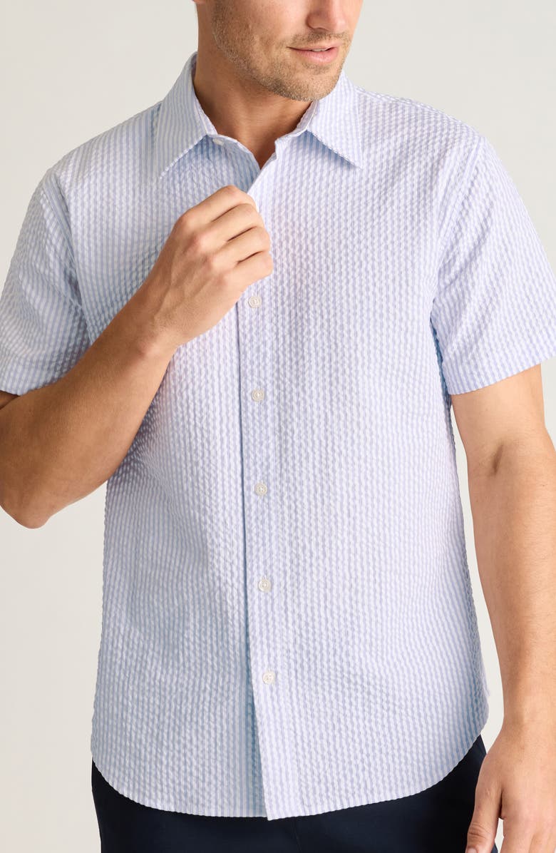 Bonobos Riviera Slim Fit Short Sleeve Seersucker Button-Up Shirt, Main, color, Morgan Seer Sucker Stripe