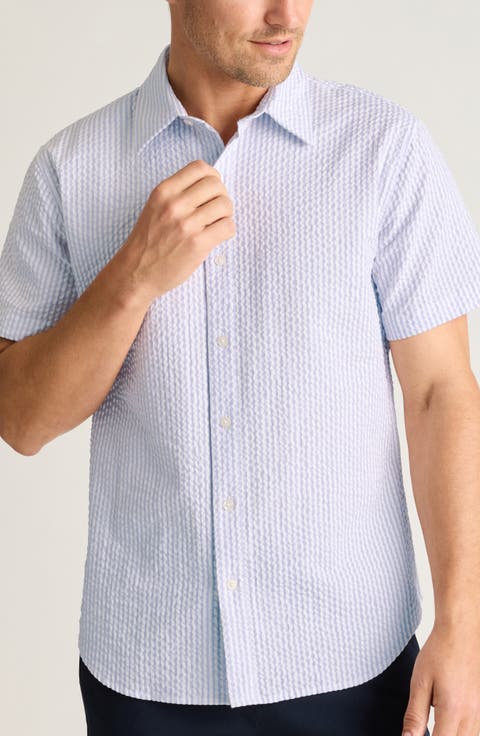 Riviera Slim Fit Short Sleeve Seersucker Button-Up Shirt