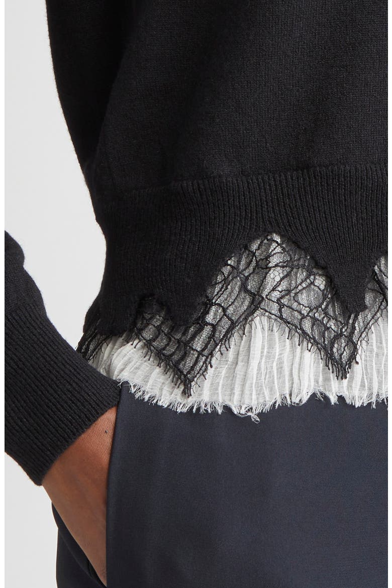 Cobweb Lace Wool & Cashmere Sweater, Alternate, color, BLACK
