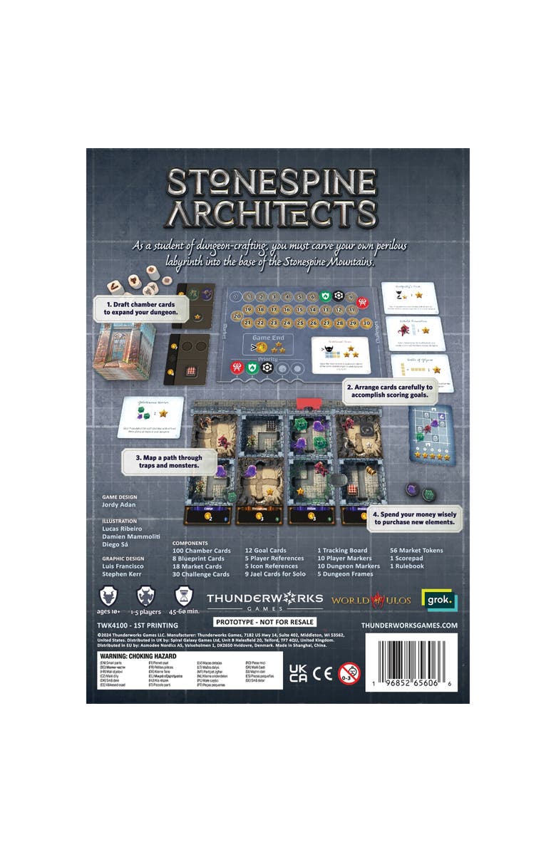 Thunderworks Games Stonespine Architects Carddrafting Board Game Of Fantasy Dungeon Building, Alternate, color,