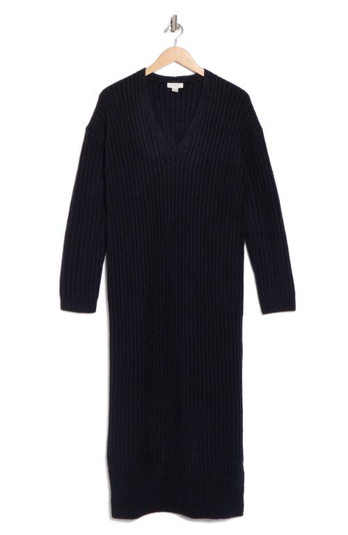 Nordstrom Rack Long Sleeve V-neck Sweater Dress In Black