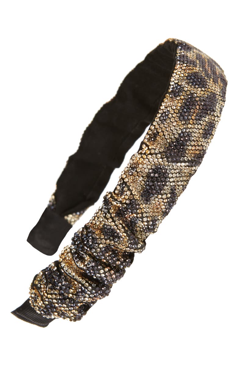 Tasha Crystal Embellished Leopard Headband, Main, color, 