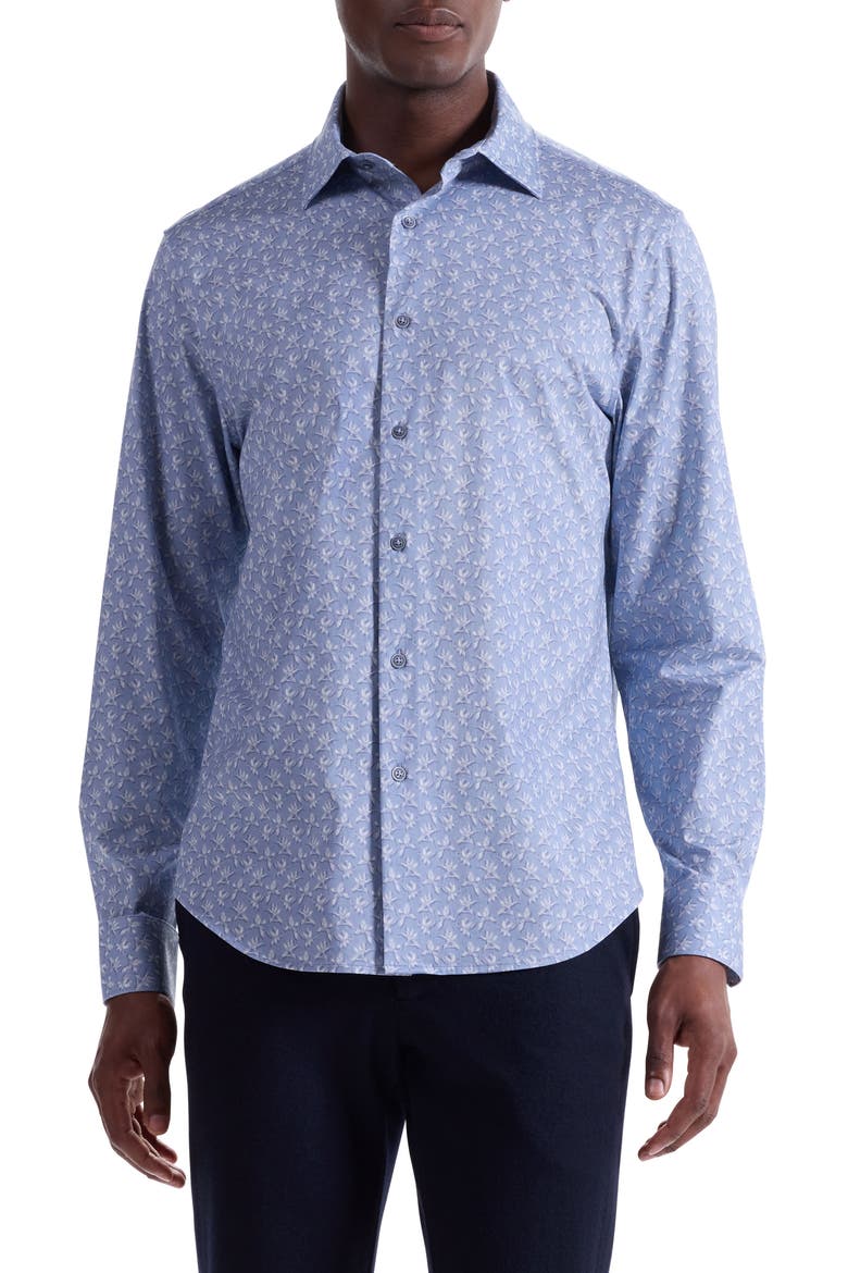 James OoohCotton® Floral Button-Up Shirt, Main, color, AIR BLUE