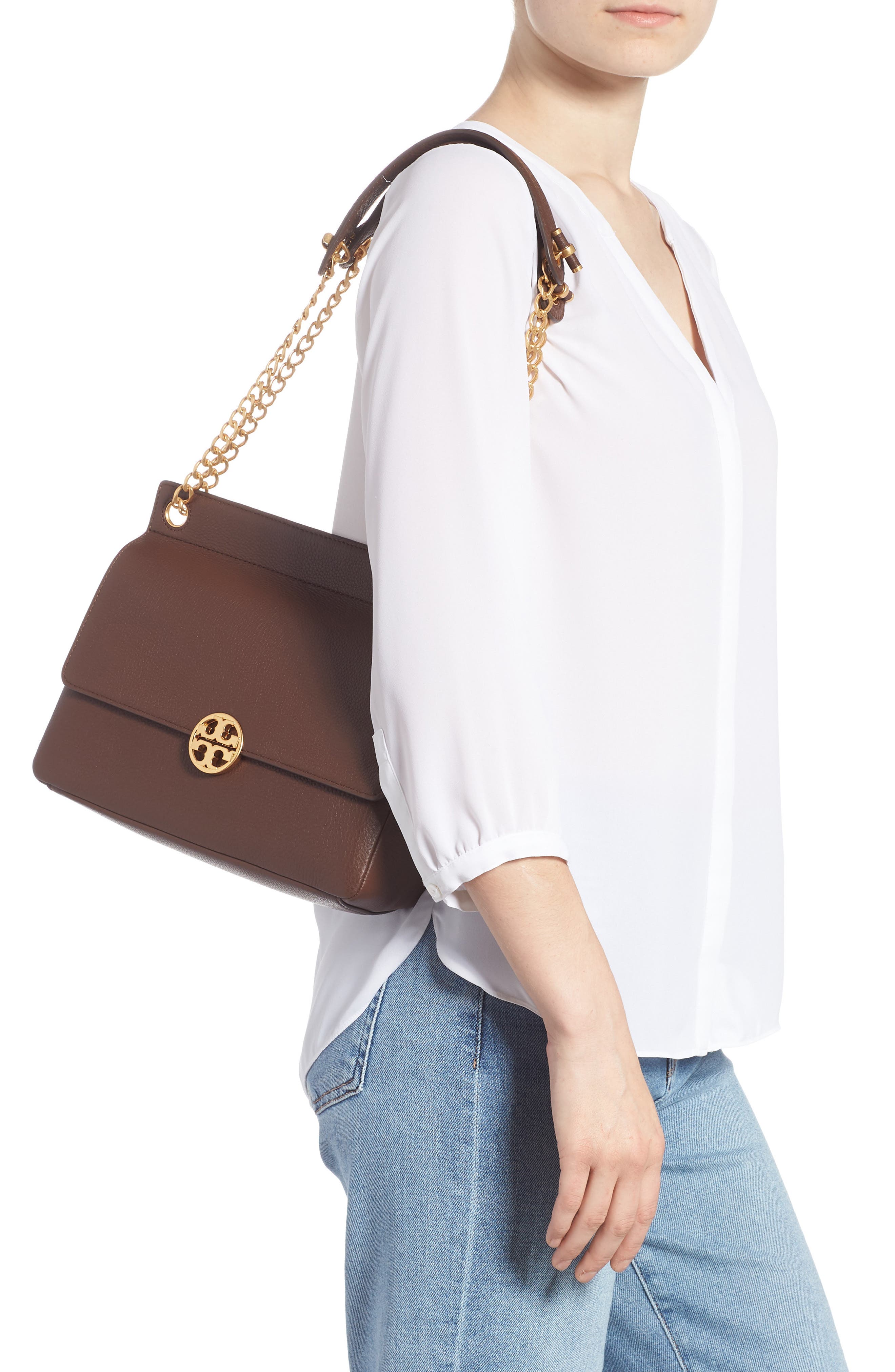 Chelsea Flap Leather Shoulder Bag, Alternate, color, BUFFALO