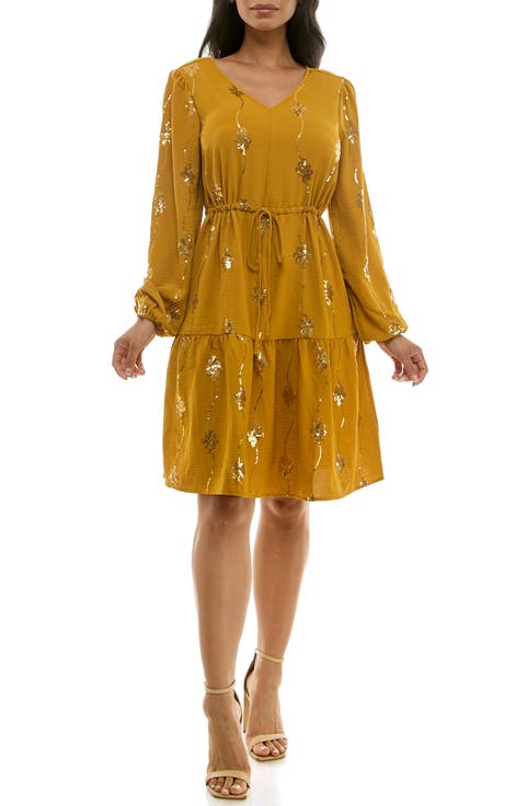 Balloon Sleeve Drawstring Dress