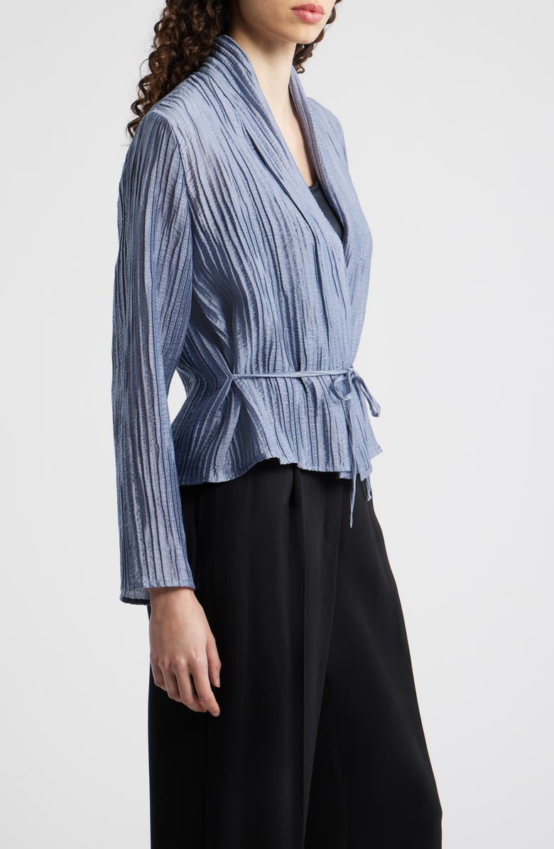 Eileen Fisher High Collar Tie Waist Jacket, Alternate, color, Flint