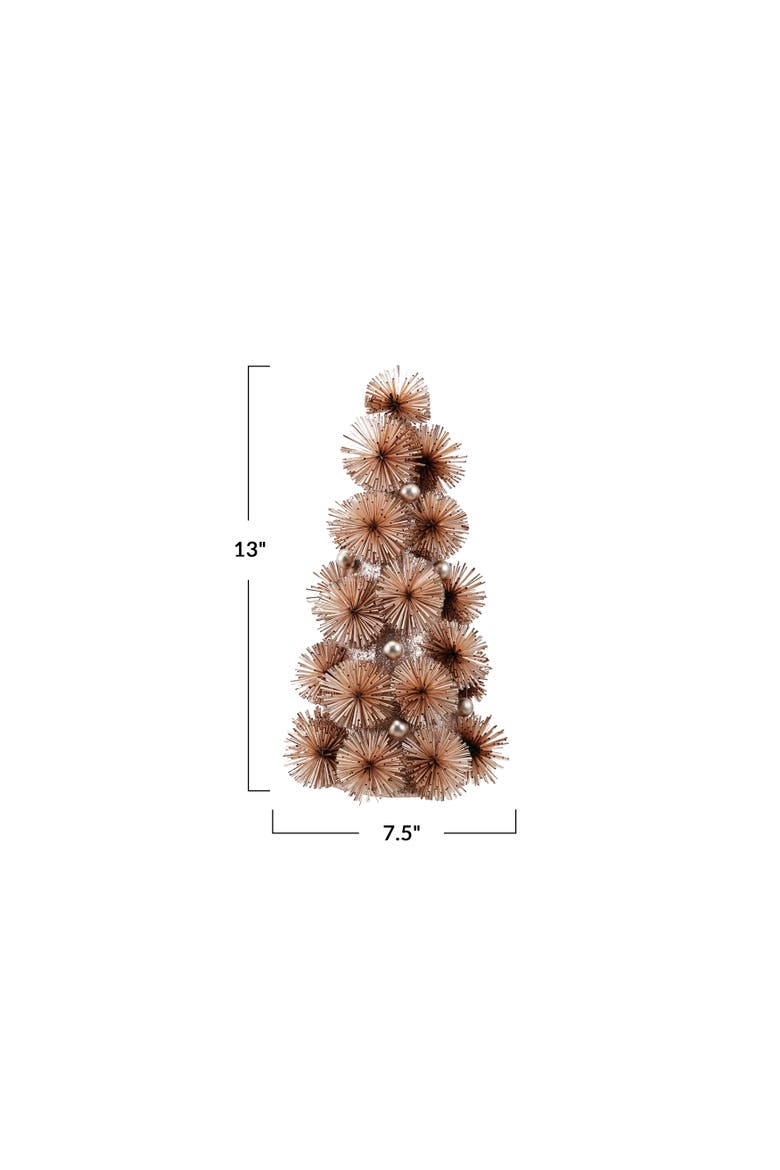 Glittered Tinsel Ball Tree with Beads, Alternate, color, Gold and Blush