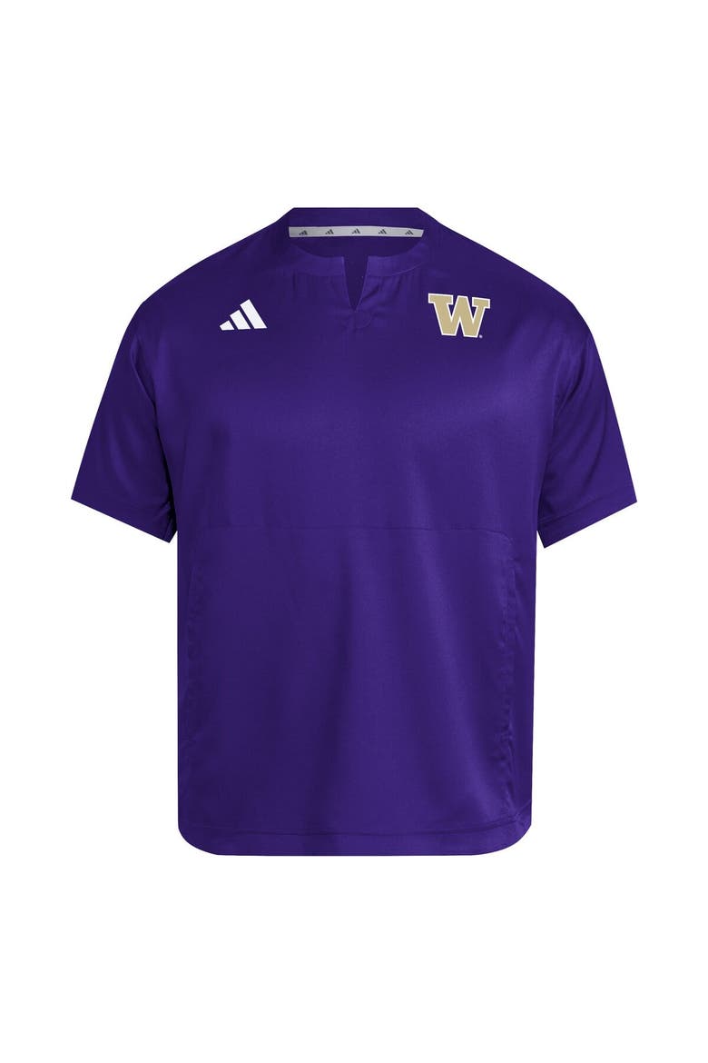Men's adidas  Purple Washington Huskies Dugout Coaches Adizero Notch Neck Pullover Top, Alternate, color, Purple