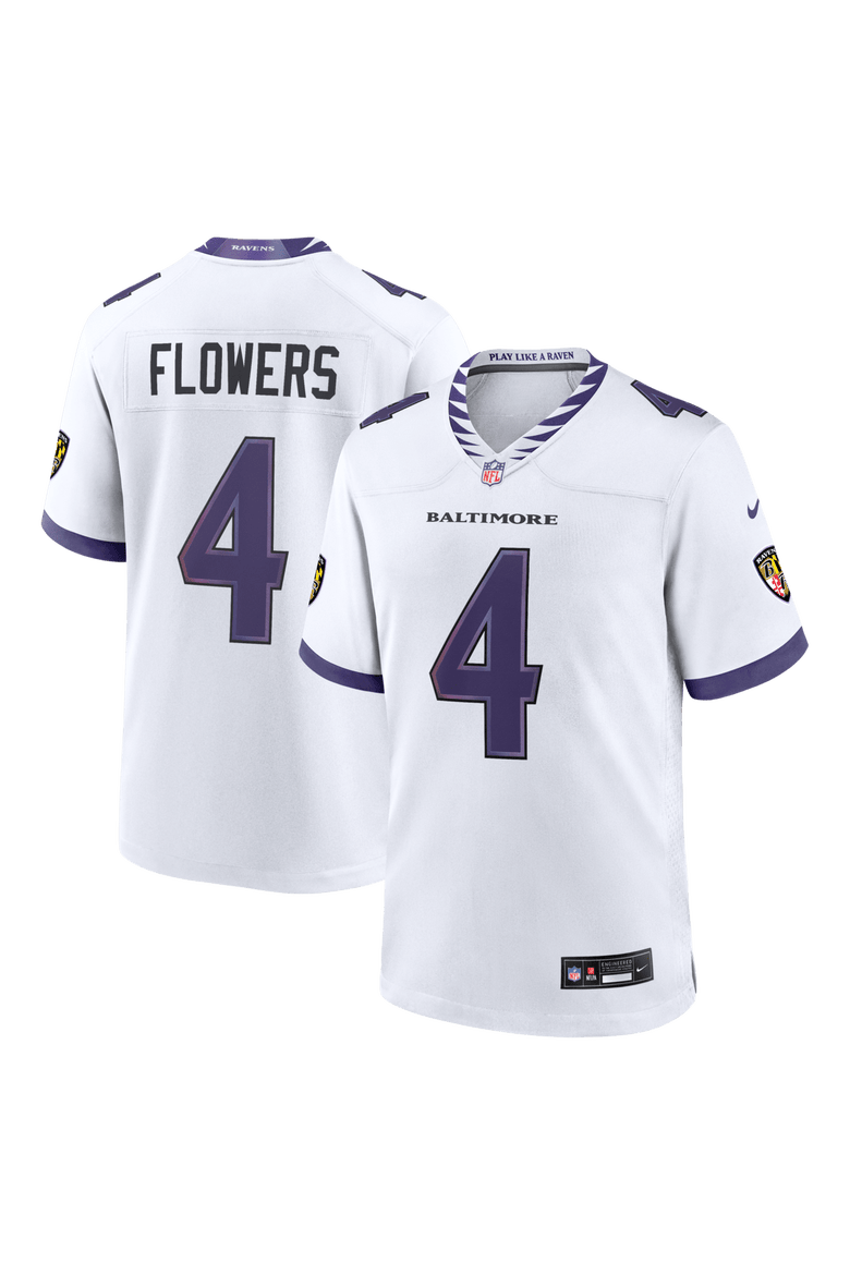 Men's Nike Zay Flowers White Baltimore Ravens Game Jersey, Main, color, White
