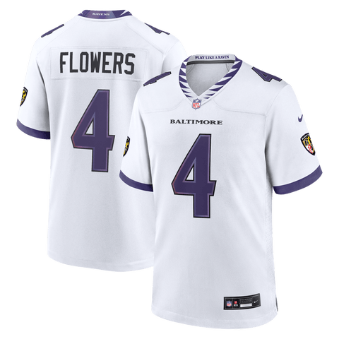 Men's Nike Zay Flowers White Baltimore Ravens Game Jersey
