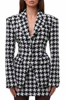 Naked Wardrobe Houndstooth Check Tweed Blazer