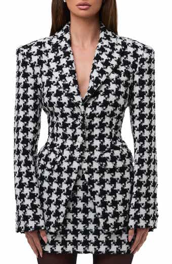 Naked Wardrobe Houndstooth Check Tweed Blazer