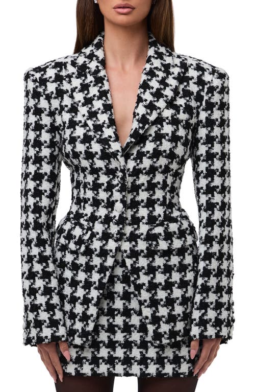 Naked Wardrobe Houndstooth Check Tweed Blazer In Black