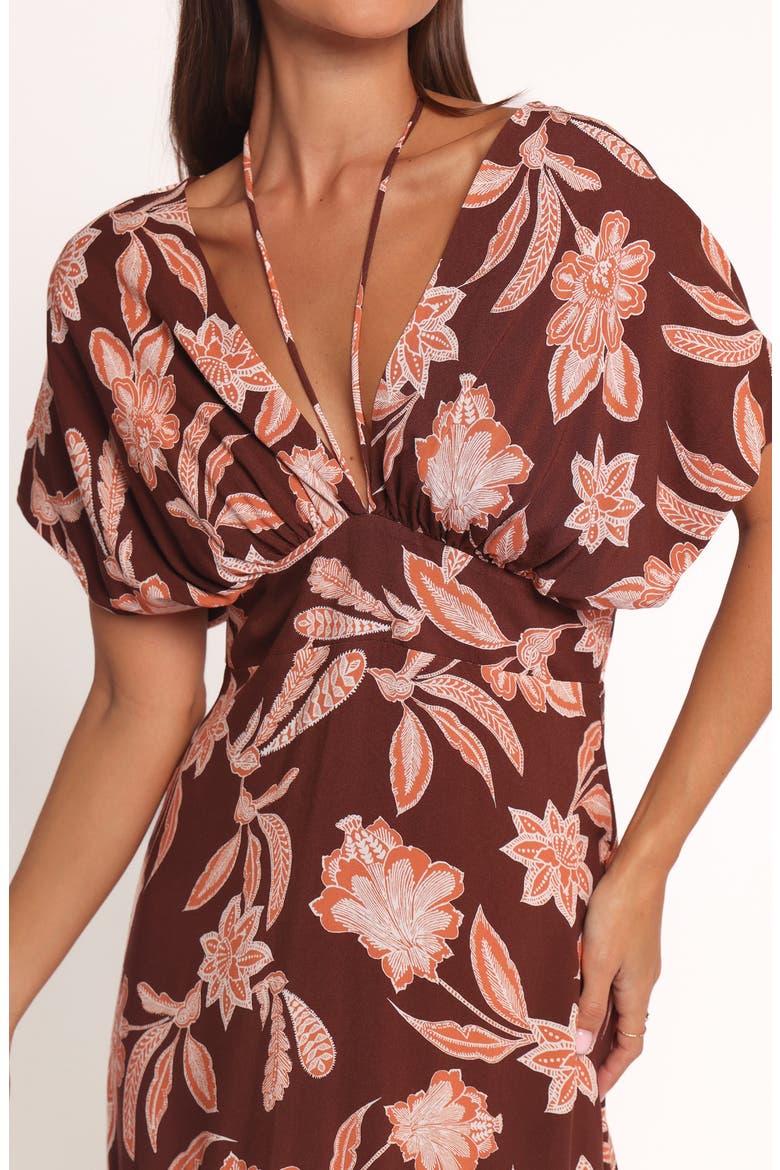 Yolande Plunge Maxi Dress, Alternate, color, ORANGE FLORAL
