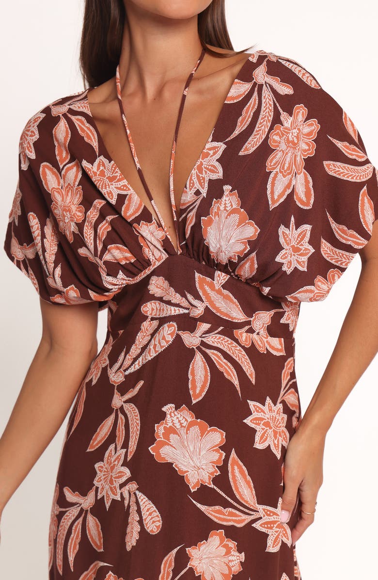 Petal & Pup Yolande Plunge Maxi Dress, Alternate, color, Orange Floral