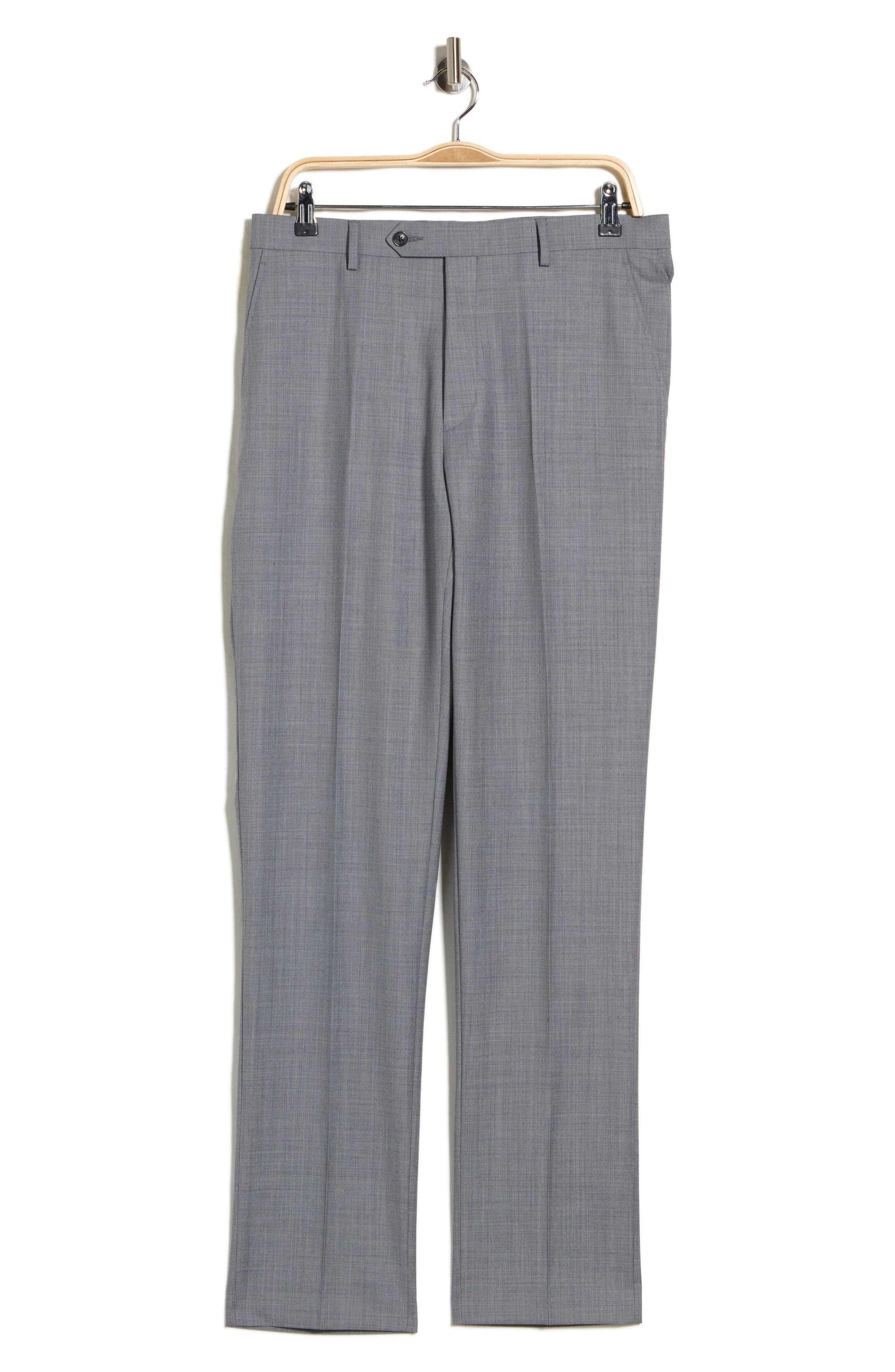 Tommy Hilfiger Flat Front Wool Blend Dress Pants In Light Grey Sharkskin Solid