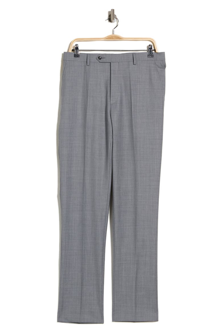 Flat Front Wool Blend Dress Pants, Main, color, LIGHT GREY SHARKSKIN SOLID