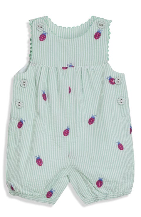 Ladybug Embroidered Cotton Seersucker Romper (Baby)