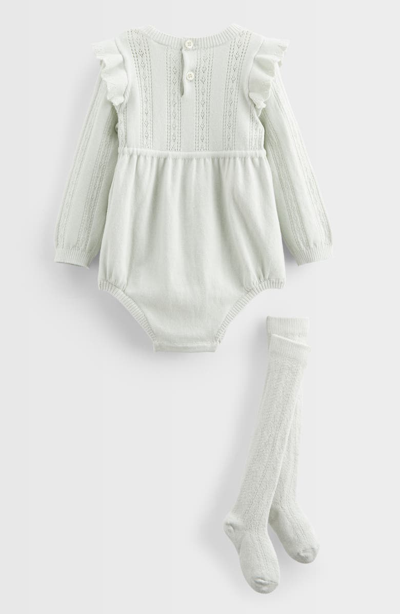 Nordstrom Pointelle Long Sleeve Sweater Romper & Socks Set, Alternate, color,