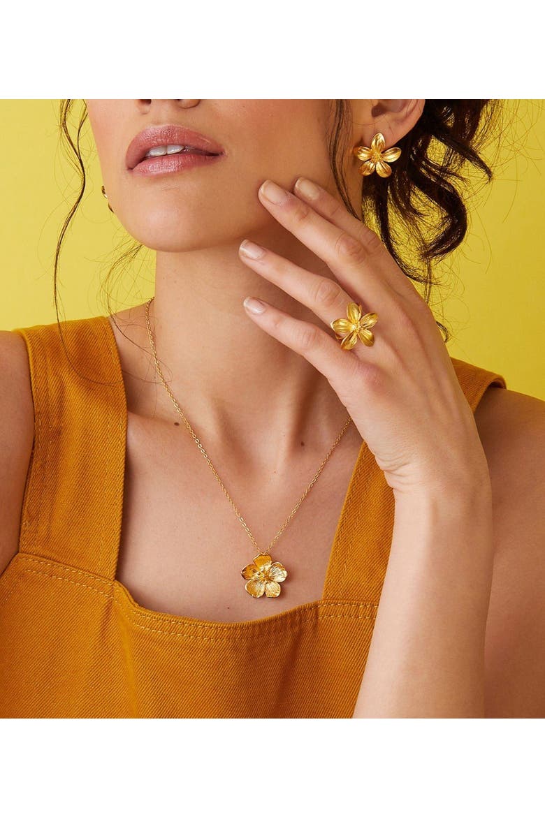 Buttercup Gold Flower Pendant Necklace, Alternate, color, Gold