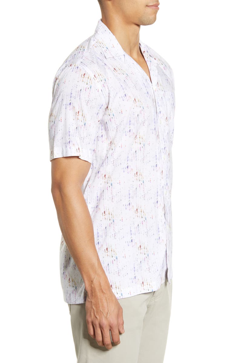 Bugatchi Shaped Fit Short Sleeve Button-Up Camp Shirt, Alternate, color, 