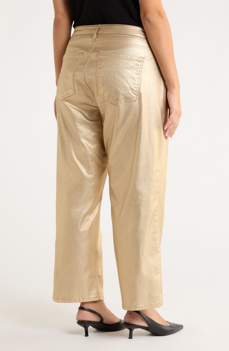 KUT from the Kloth Coated High Waist Wide Leg Ankle Jeans, Alternate, color, Gold