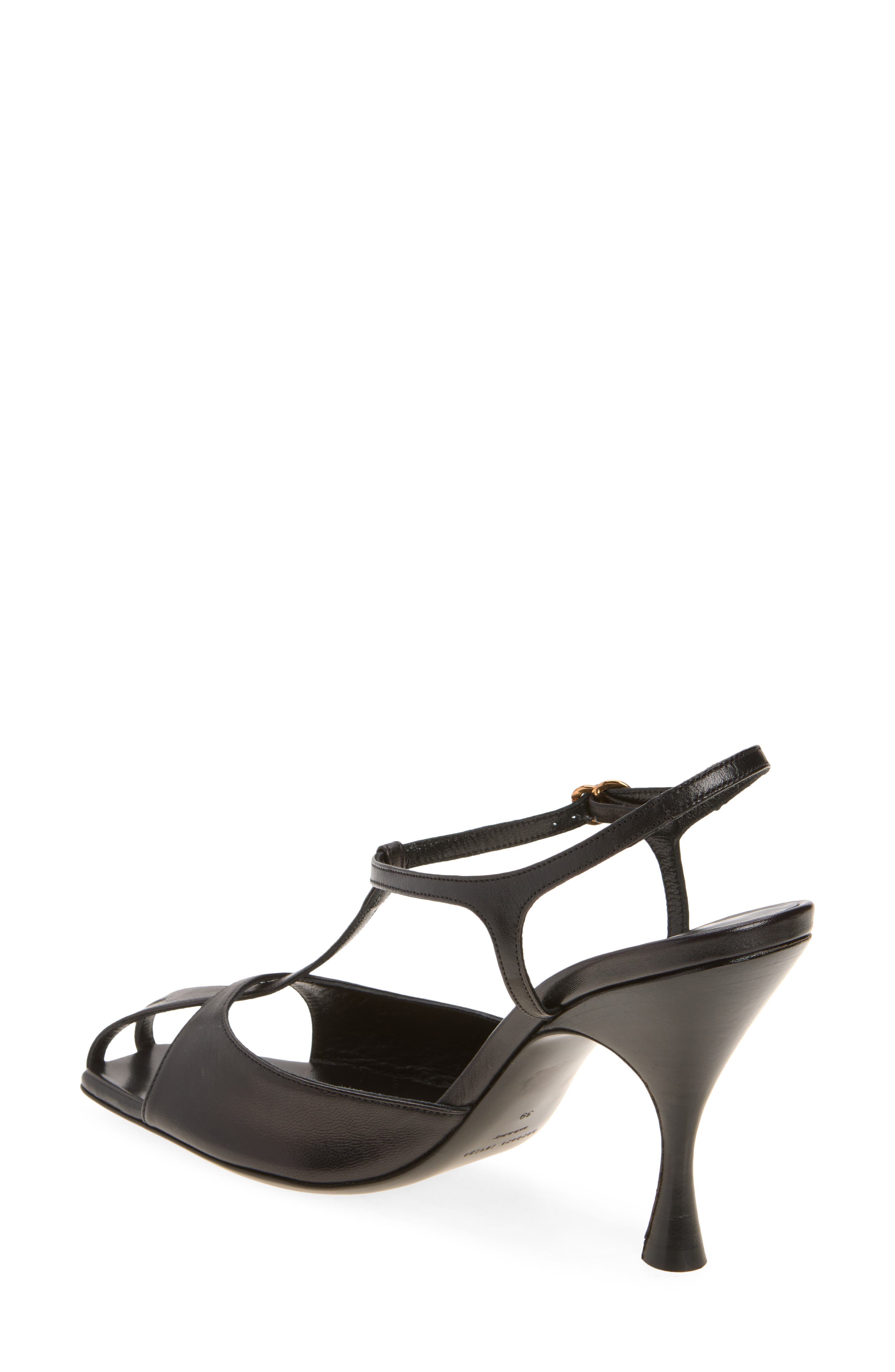 Leather T-Strap Sandal, Alternate, color, VINILE CALF BLACK