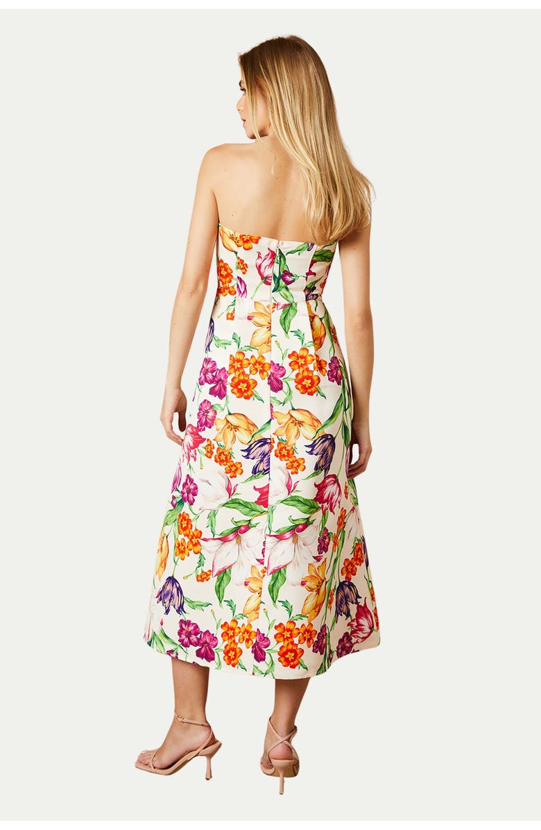 Oasis Floral Twill Strapless Midi Dress, Alternate, color, Multi