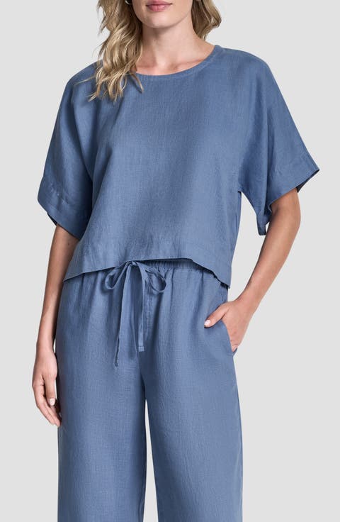 Drop Shoulder Boxy Linen Top