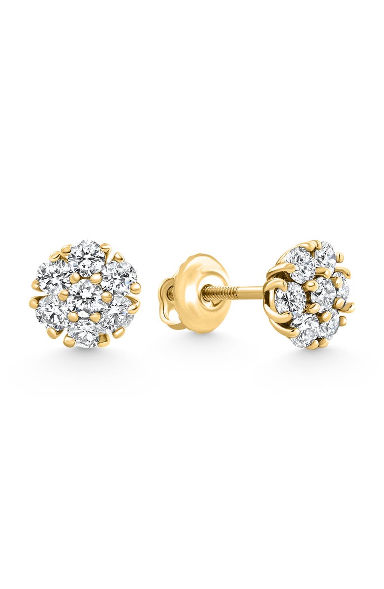 Bliss Diamond 1Ct Diamond Cluster Pave Studs Screwback Earrings 14k Gold Lab Grown, Alternate, color, 