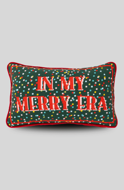 Merry Era Needlepoint Pillow