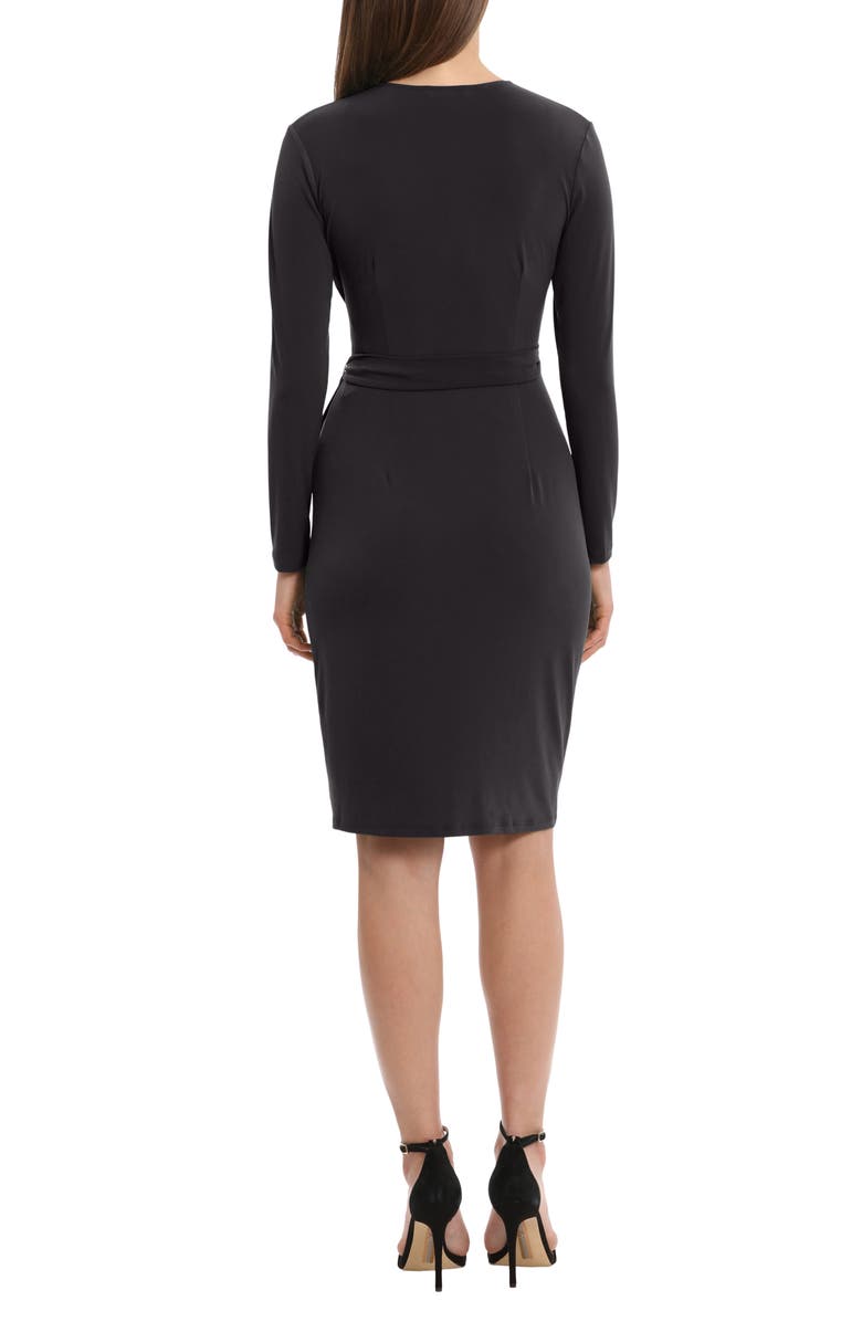 Maggy London Matte Jersey Long Sleeve Wrap Dress, Alternate, color, Black