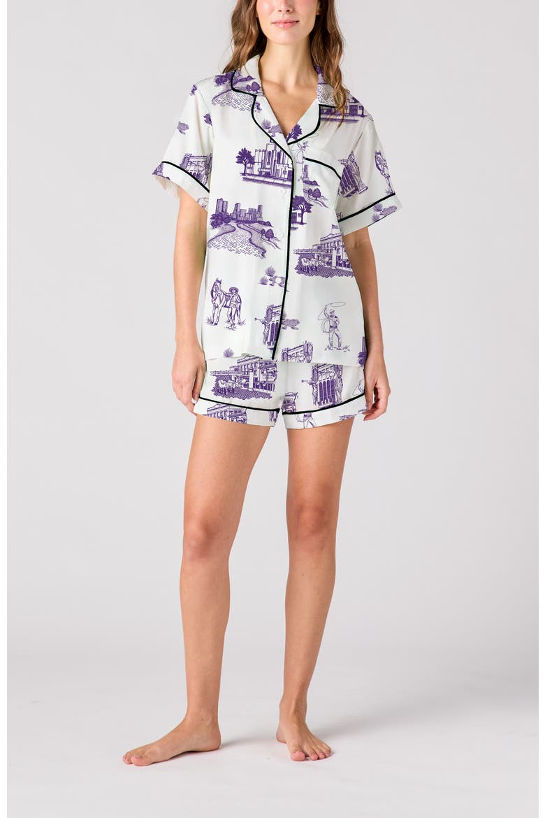 Fort Worth Toile Shorts Set, Main, color, Purple