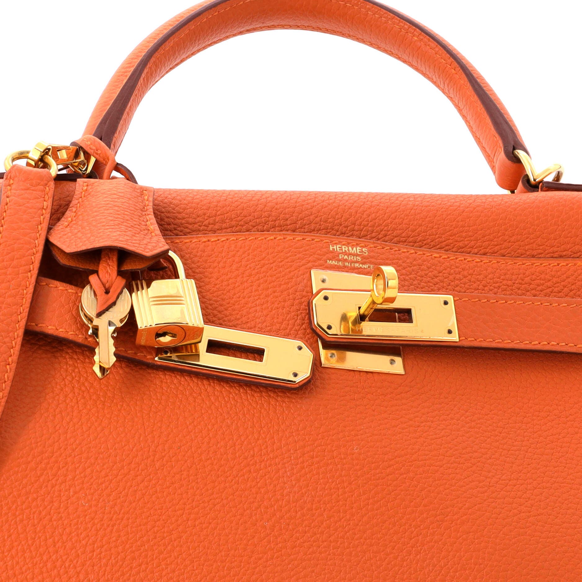 Pre-Owned Hermes Kelly Handbag Orange Togo with Gold Hardware 28, Alternate, color, Orange H